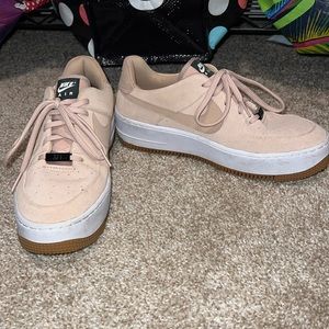 Nike Platform Air Force 1’s - Pink Beige